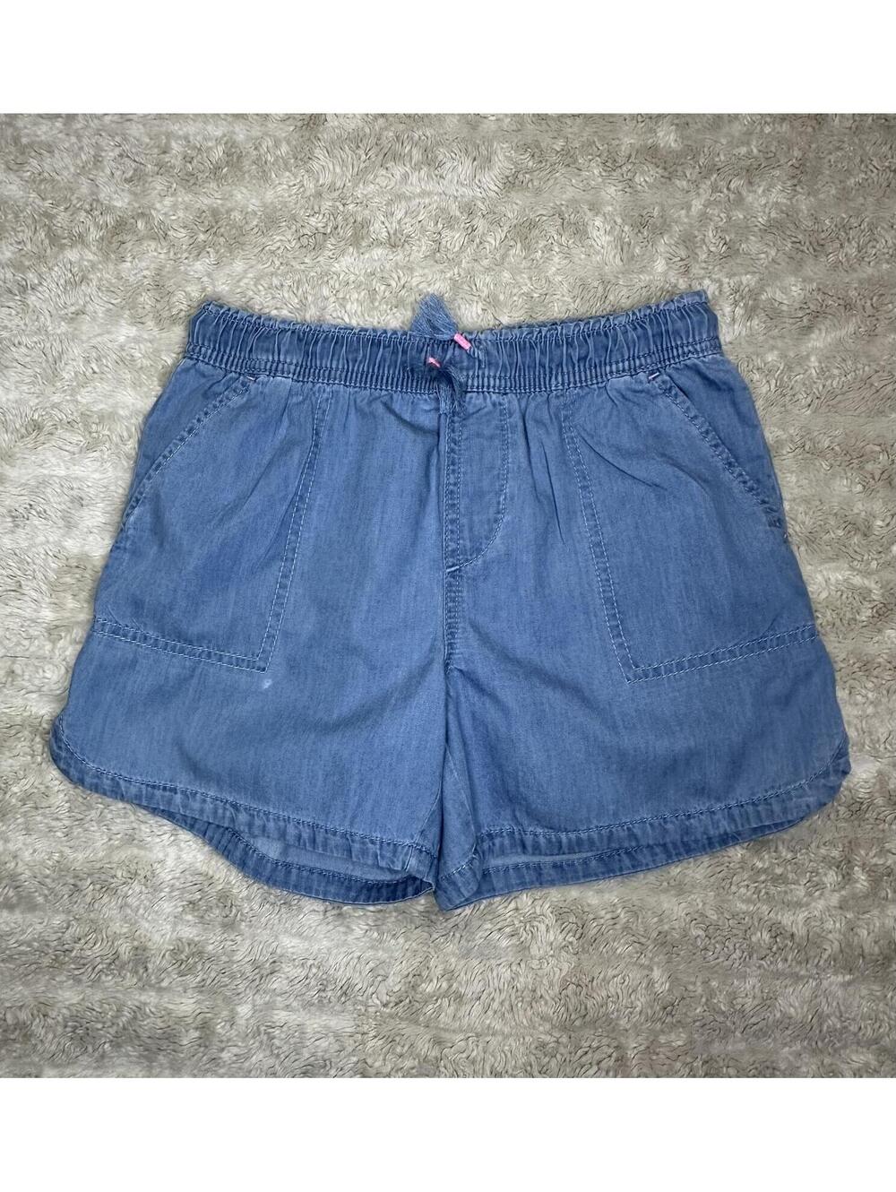 GAP Kids light wash chambray blue cotton drawstring shorts Large coastal
